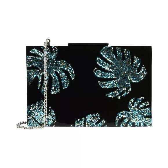 🆕 Nali Box Sparkly Leaf Clutch Detachable Strap - Picture 8 of 8